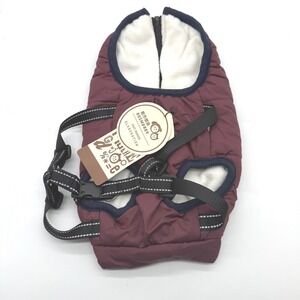 OUSMBABY Dog Winter Coat‎ Vest Harness Burgundy Puffer Padded Warm Fleece